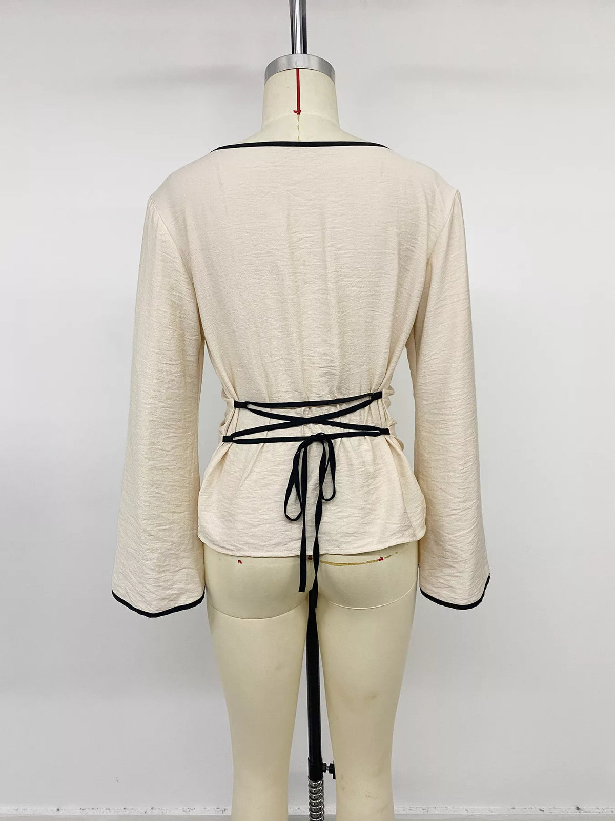 Ecru contrast-tie blouse, alternate view