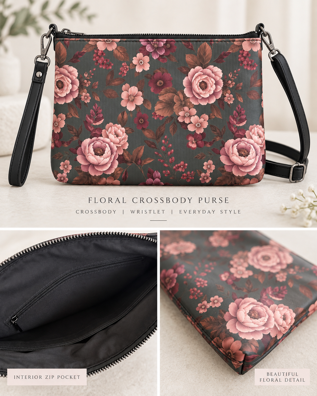 Falling For You floral convertible crossbody bag