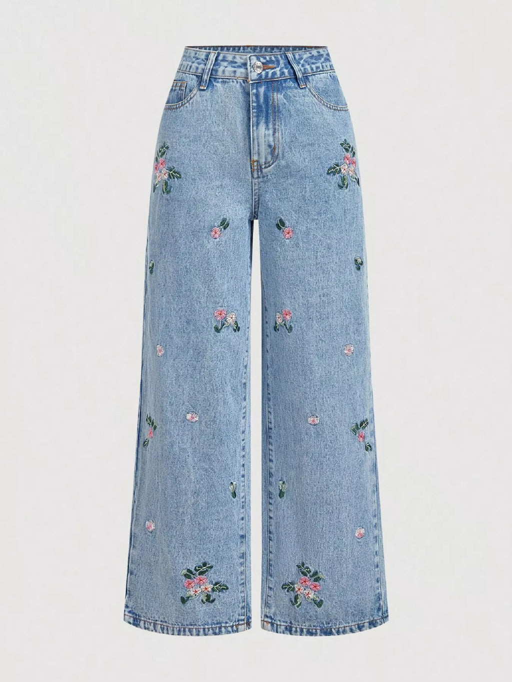 Wildflower embroidered wide-leg jeans, alternate view