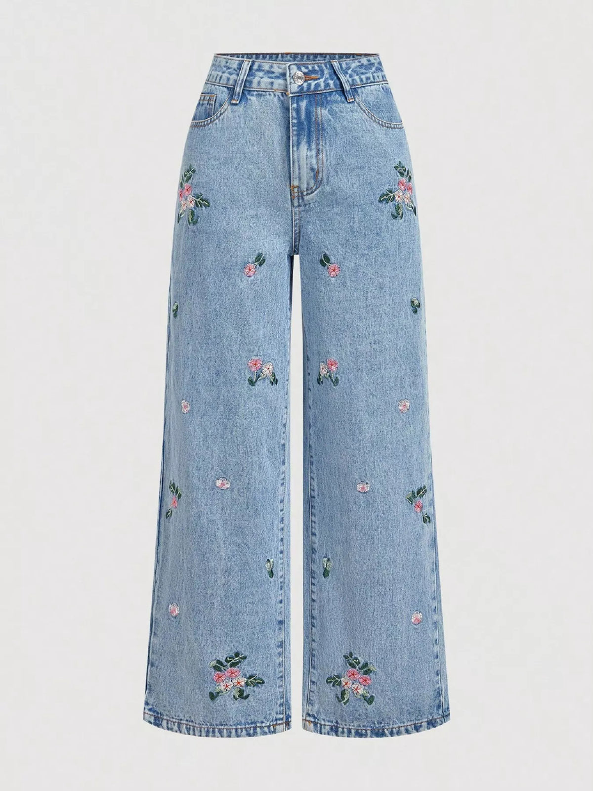 Wildflower embroidered wide-leg jeans, alternate view