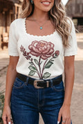 Rose Garden scallop-edge knit top, alternate view