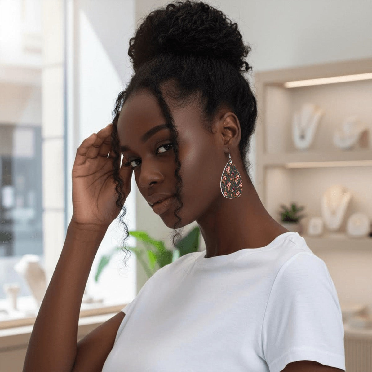 Falling For You floral teardrop earrings, alternate view