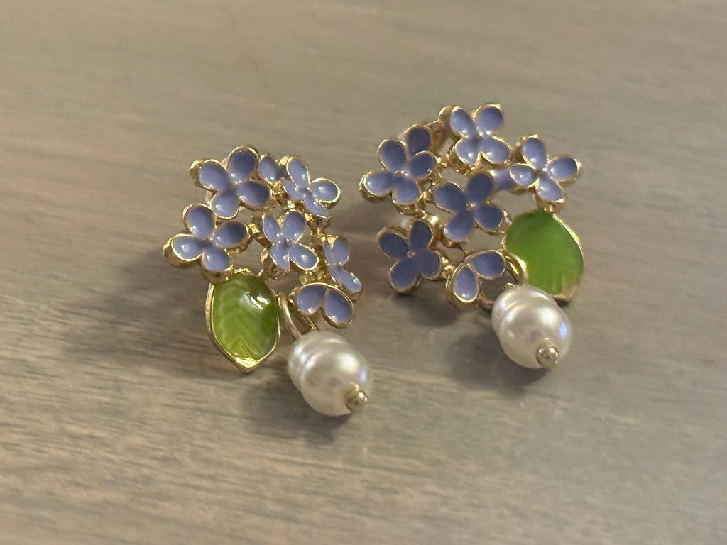 Hydrangea Pearl Drop Earrings