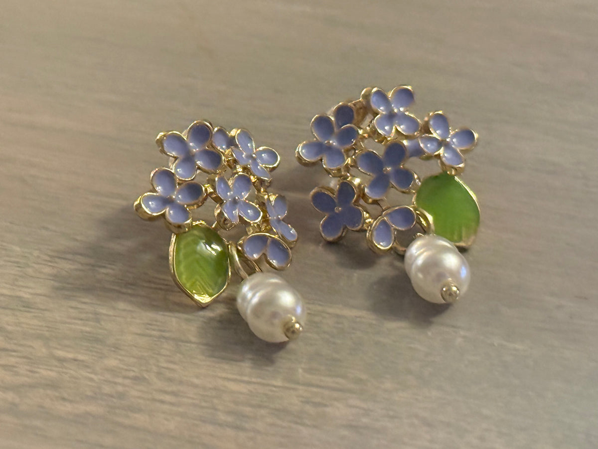 Hydrangea Pearl Drop Earrings