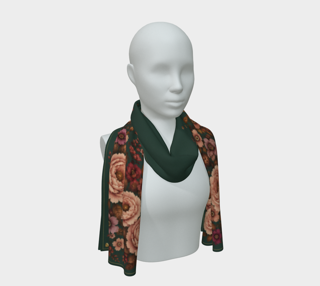 Floral Silk Habotai Scarf, 16 × 72″ — Falling For You