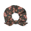 Falling For You floral bow scrunchie in deep green and autumn florals, front view