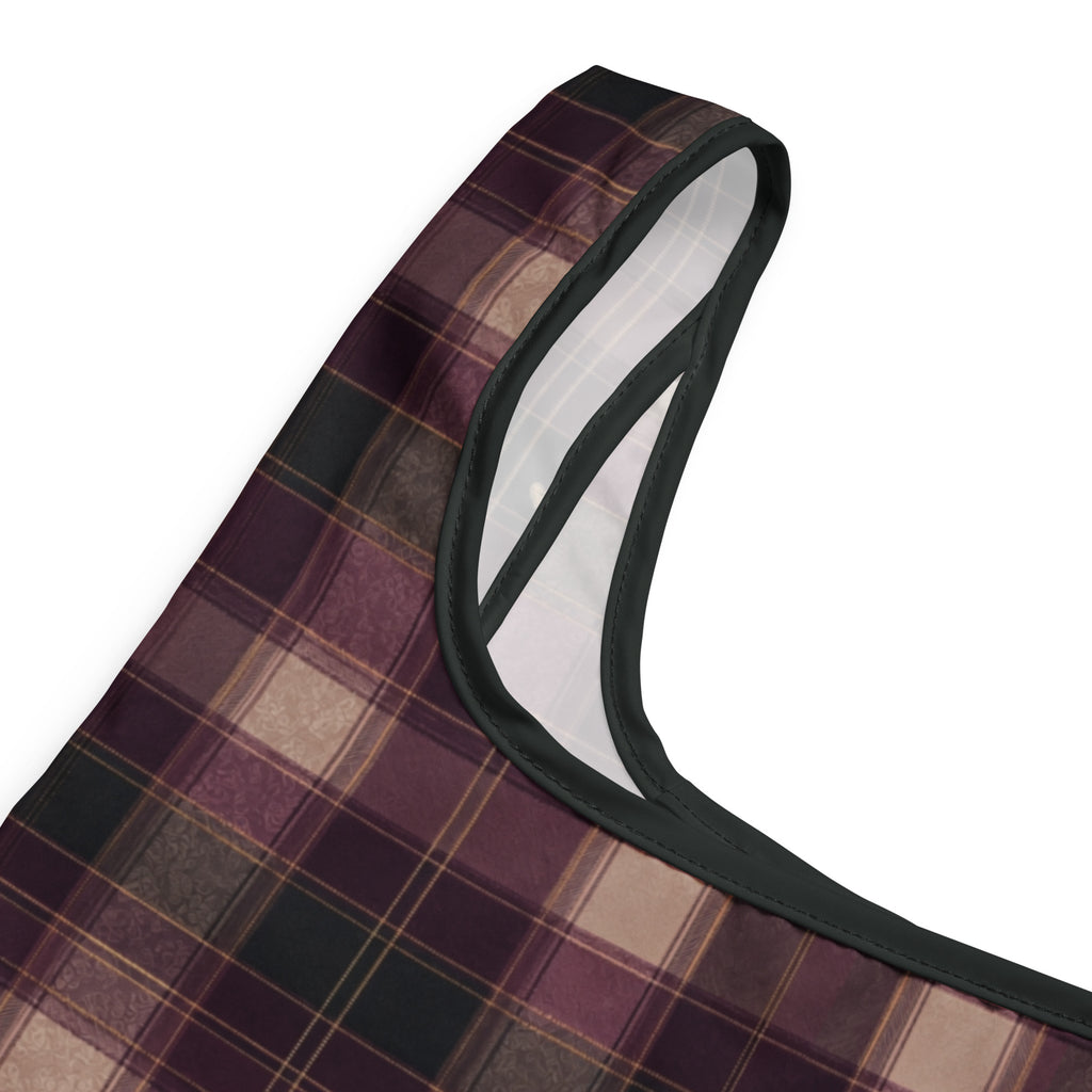 Plaid Heart Reusable Shopping Bag — product details view mockup