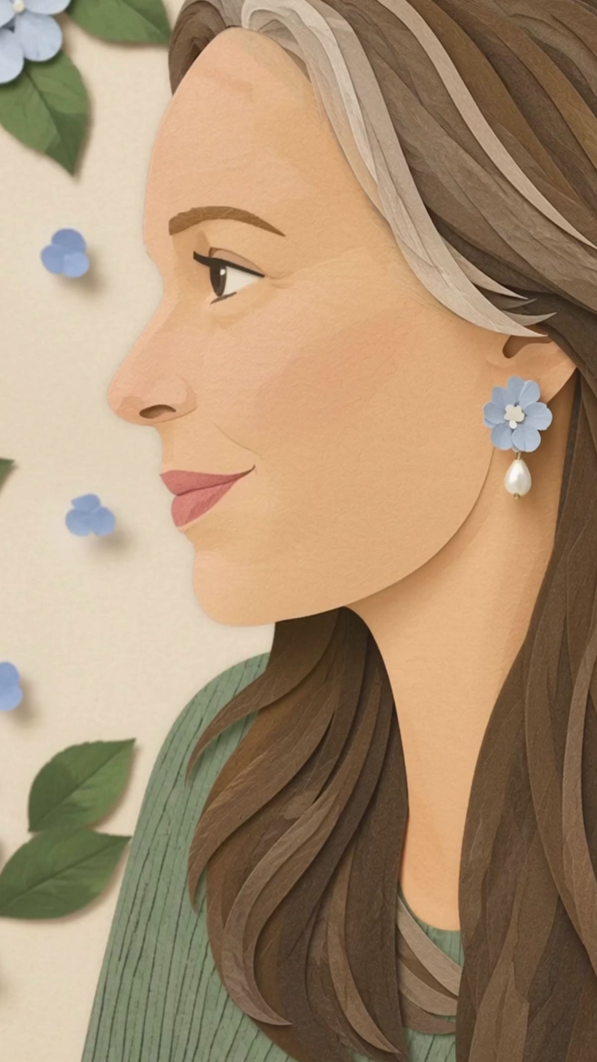 Video of light blue hydrangea pearl drop earrings