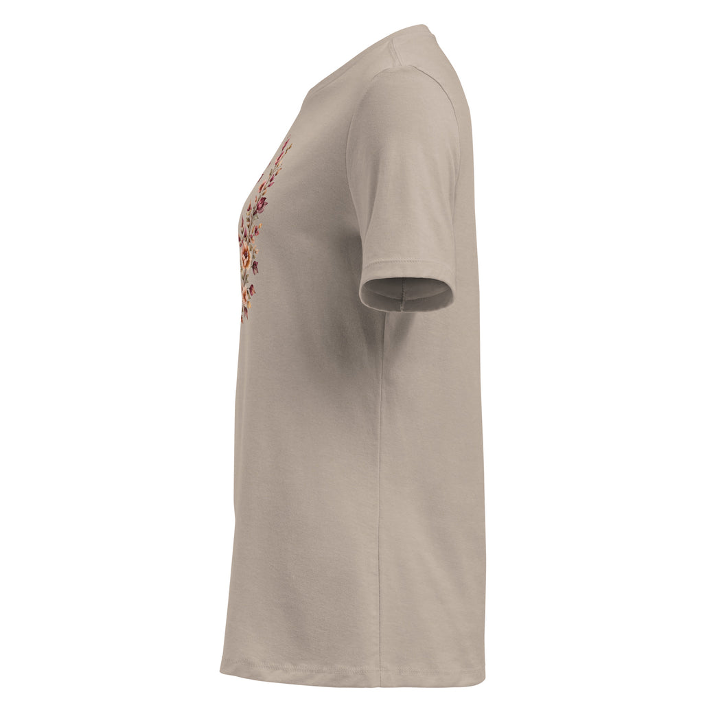 Falling For You women's relaxed T-shirt in heather stone, left side view