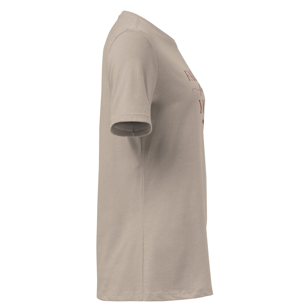 Falling For You women's relaxed T-shirt in heather stone, right side view
