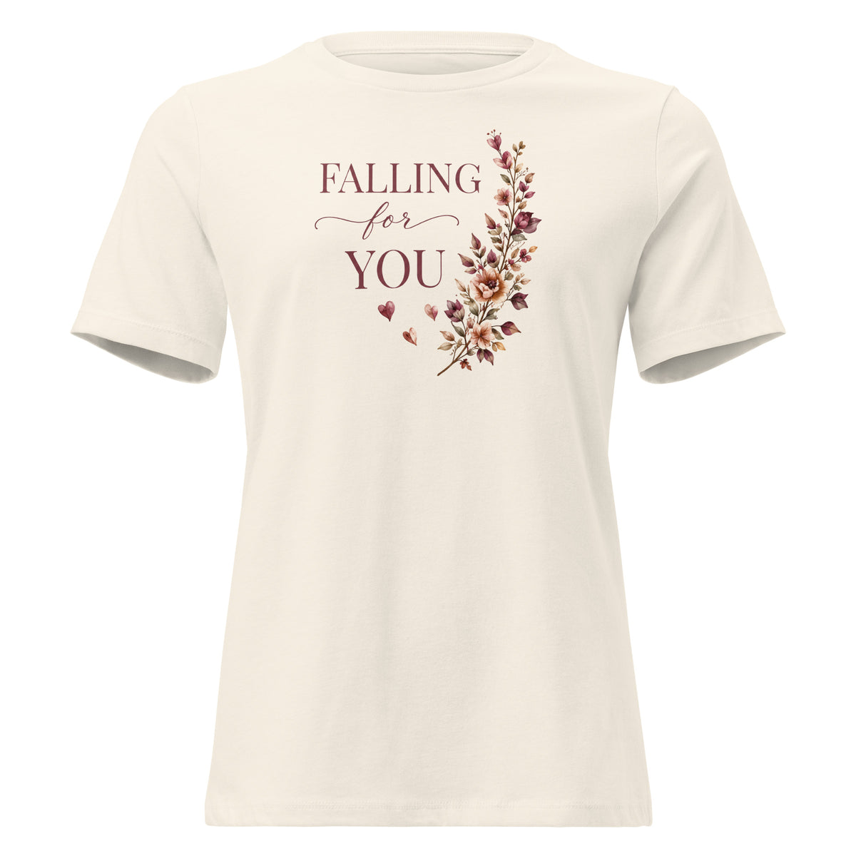 Falling For You women's relaxed T-shirt in natural, front view