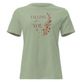 Falling For You women's relaxed T-shirt in sage, front view